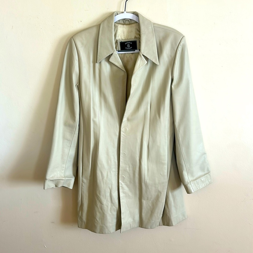 Vintage Large Patago Lather Cream Mid length Coat